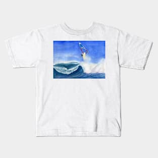 Windsurfer Watercolor Painting Kids T-Shirt